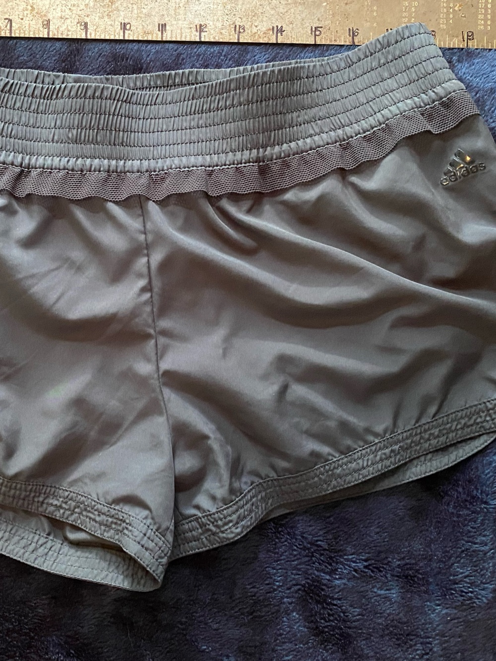 Adidas Black Smocked-Waist Athletic Shorts